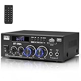 Romicta HiFi Stereo Verstärker, 450Wx2, 2-Kanal Mini Bluetooth Verstärker mit w/UKW-Radio, USB/SD, optischen & koaxialen Eingängen – kompatibel mit Passivlautsprechern & Aktiver Subwoofer
