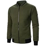 Herren Übergangsjacke Einfarbig Leichte Freizeitjacke Männer Stehkragen Herrenjacke Outdoor Winddichte Herbstjacke Sportjacke Softshelljacke Funktionsjacke Blouson Oberteil mit Kapuze 00 Armeegrün S
