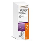 Fungizid-ratiopharm® Pumpspray mit dem Wirkstoff Clotrimazol. Zur schonenden Behandlung verschiedener Pilzerkrankungen der Haut, wie z. B. Fußpilz, 10 mg/ml Spray