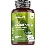 Grüner Kaffee Kapseln 21.000mg - Grüner Kaffeebohnen Extrakt - 90 Kaffeepulver Kapseln - Natürliche Quelle der Chlorogensäure (CGA) - Green Coffee von WeightWorld