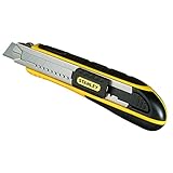 STANLEY FatMax Cuttermesser Profi Teppichmesser Stanley Messer mit Magazin (18mm Klingenbreite, 180mm Länge, Klingenführung aus rostfreiem Stahl, mit Klingenbrecher, inkl. 6 Abbrechklingen) 0-10-481