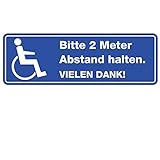 Bitte 2 Meter Abstand halten I Aufkleber für Rollstuhl-Fahrer wetterfest 20 cm I hin_081