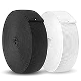 Gummiband 30mm Weiß Schwarz, 2 Stück 10 Meter Hosengummi 3cm Breit, Gummibänder zum Nähen, Elastisches Band, Breites Gummiband, Gummilitze Elastisches zum Nähen, für Hosengummi DIY Handwerk Stoffe