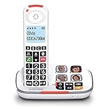 SWISSVOICE - Xtra 2355 - DECT - Schnurloses Festnetztelefon - Große Tasten - Anrufbeantworter - Audio Boost - Kompatibel mit Hörgeräten - Anrufblockierung - Weiß