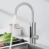 HOMELODY Elektrischer Wasserhahn mit Durchlauferhitzer 230V,Wasserhahn Küche Durchlauferhitzer Küche LED Elektrischer Wasserhahn Edelstahl,360° Swivel Warmwasserboiler Küchenarmatur Camping Wasserhahn