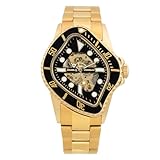 Daniel & Douglas Broken Marine Watch DD8811 Automatischer Handaufzug Mechanische Skelett-Herrenuhr, Goldfarben / Schwarz, Armbandtyp: