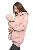 MijaCulture 3in1 Tragejacke Umstandspullover für Tragetuch für Babytrage Kängurujacke 4132 (Rosa, XL)