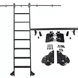 Schwarze rollende Bibliotheksleiter, Hardware-Set, 9 m bis 6 m, Stahl-Gleitschiene mit Bodenrollen, ideal für Heimbüro und Bibliothek (keine Leiter im Lieferumfang enthalten)