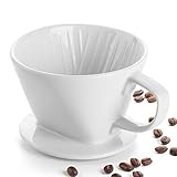 DOWAN Kaffeefilter Porzellan, Größe 2 Kaffee Dauerfilter aus Keramik für 2 Tassen Kaffee, Permanent Kaffeefilter für Zuhause, Café, Restaurants, Geschenk für Mama, Papa, Freunde, Weiß