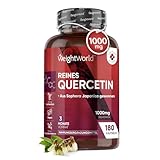 Quercetin 1000mg - 180 Vegane Kapseln - 3 Monate Vorrat - 95% Quercetin Pulver - Aus der Saphora Japonica - Natürliche Zutaten - Alternative zu Resveratrol - Ohne Magnesiumstearat - WeightWorld