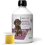 ReaVET Mariendistelöl für Hunde & Pferde 500ml – Naturrein in Premiumqualität – Barf Zusatz, Distelöl Hund, Barf Öl Mariendistel-Öl Hund I Reich an Vitamin E, Omega-6, Omega-9