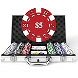 HEITOK Pokerkoffer Pokerset Profi mit Wert, 300 Glücksspielchips, nummerierte Chips mit 11,5 Gramm für Blackjack und Texas Holdem-Spiele mit Aluminium-Pokerkoffer