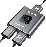 HDMI Splitter HDMI Switch,GANA 4K@60Hz Aluminium Bidirektional HDMI Switch 2 In 1 Out oder 1 In 2 Out HDMI Verteiler HDMI Switcher unterstützt HD 4K 3D für HD TV/Fire Stick/Xbox/PS3/PS4