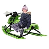 Skischlitten, Lenkbarer Schlitten, Skischlitten mit Bremse, Verstellbares Kissen, Klassischer Lenkbarer Schlitten, für Kinder und Jugendliche