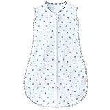 MIKAFEN Baby Schlafsack Sommer Ärmellos 0.5 Tog,100% Baumwolle Kinder Sommerschlafsack für Jungen und Mädchen (graue Sterne,6-14 Monate)