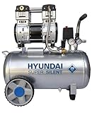 HYUNDAI Silent Kompressor SAC55753 (Druckluftkompressor leise, ölfrei, Flüsterkompressor Compressor flüsterleise 59dB, 50L Kessel, 8bar, 1.5kW, Öl-Wasserabscheider, Ansaugleistung 232 L/Min)