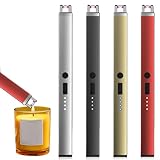 4 Stück 9,3cm Jetflamme Feuerzeug: Lichtbogen Feuerzeug Elektrisch, USB Aufladbar Feuerzeug mit Sicherheitsschloss, Flammenlose Grillfeuerzeug Lighter für Küche, Desserts, Camping und Grill