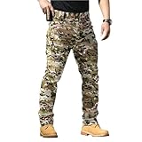 Arbeitshose für Herren, strapazierfähig, Cargohose, solide, militärische taktische Hose mit mehreren Taschen, lässiger Komfort, Cargohose, lockere Passform, Outdoor, Kampf, Wandern, Arbeitskleidung