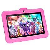 TABTIVI Kinder-Tablet, 17,8 cm (7 Zoll), RAM 3 + 5 GB, ROM 64 GB (TF-Karte 128 GB), Android, vorinstallierte Kindersoftware, Kindersicherung, Kindersicherung, kratzfeste Schutzhülle, Rosa