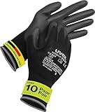 Uvex unipur 6639, 10 Paar - Montagehandschuhe für trockene & leicht feuchte Bereiche - Arbeitshandschuhe leicht & feinfühig - schwarz - Größe 09/L