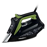 Rowenta Eco Intelligence Dampfbügeleisen, 2500 Watt, kontinuierliche Dampfabgabe: 45 g/Min., Dampfstoß: 180 g/Min., Microsteam400 HD 3De Laserbügelsohle, Anti-Tropf-Funktion, schwarz/grün, DW6330
