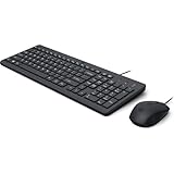 HP 150 kabelgebundene Maus-Tastaturkombination, USB-A Anschlüsse, 12 Fn Tasten, 1.600 DPI, funktioniert mit Windows & Mac, leise, QWERTZ Layout, schwarz
