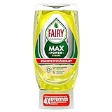 Fairy Max Power Handgeschirrspülmittel Zitrone, einfache und mühelose Reinigung, selbst bei den fettigsten Töpfen und Pfannen, 370ml