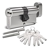 Bwintech 60mm(30T/30) Nickel-Zink-Legierung Euro-Zylinder-Schloss, Tür-Trommel-Schloss, Schlüssel Schlüssel mit 8 horizontalen Grübchen Schlüssel