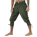 Mittelalter Hose Herren Wikinger,Leinen Hose Herren Lang,Gothic Steampunk Piratenhose Mit Kordelzug Und Taschen Renaissance Schnürhose Viktorianische Sporthose Bequeme Outdoorhose Für Halloween Kostüm