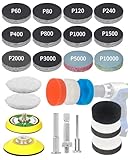 194 Stück 50mm Scheinwerfer Aufbereitung Set mit, Polierset Polieraufsatz für Akkuschrauber und Dremel Schleifaufsätze, Poliermaschine Auto Politur Set, Polierschwamm Polierpad für Metall Holz Glas