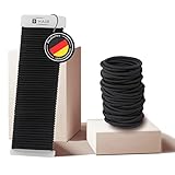 B HAIR | 50 Haargummis | Schwarz, elastisch, metallfrei | für Frauen (Damen), Männer (Herren), Mädchen und Jungen | Haarband für alle Haare und Zopfarten | 4 mm dick | 4,5 cm Durchmesser