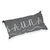 sositex | 1 Premium Saunakissen Lieblingskissen Reisekissen | Design: BANGA | Maße: 45 x 22 cm, 100% Leinen Hängematte, Strand oder Picknick (schwarz/Weiss)