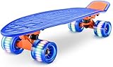 Hurtle Scateboard Kinder ab 6 Jahre, Mini Skateboard mit LED Leuchtrollen, Pennyboard mit Anti- Rutsch Deck für Mädchen & Junge, Cruiser LED, Kaykay- für Anfänger & Fortgeschrittene, Max100kg