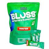 BLOSS Super Greens Pulver Smoothie Mix, 30 Portionen - Probiotika für die Verdauungsgesundheit & Linderung von Blähungen bei Frauen, Verdauungsenzyme mit organischen Superfoods für die Darmgesundheit