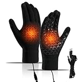 Fivtsme USB Beheizte Handschuhe, Elektrische Beheizte Handschuhe, Handschuhe Heizung Stricken, Winter-Heiz-Handschuhe für Radfahren, Motorradfahren, Wandern, Skifahren