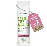 alkmene Mein Teebaumöl Anti Schuppen Shampoo 200 ml - weniger Schuppen in 2 Wochen - Shampoo gegen Schuppen & juckende Kopfhaut - Antischuppen Haarshampoo naturreines Teebaumöl, vegan & klimaneutral