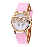 Damen-Quarzuhr mit Katzenbrillen-Zifferblatt, modische Armbanduhr für visuelle Impai, rose, Einheitsgröße