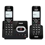 VTech CS2051 Schnurloses Telefon mit Anrufbeantworter und 2 Mobilteilen, ECO+ Modus, Seniorentelefon, Festnetz, Anrufblockierung, Freisprechfunktion, große Tasten, 1-zeilige Anzeige, Schwarz