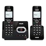 VTech CS2051 Schnurloses Telefon mit Anrufbeantworter und 2 Mobilteilen, ECO+ Modus, Seniorentelefon, Festnetz, Anrufblockierung, Freisprechfunktion, große Tasten, 1-zeilige Anzeige, Schwarz