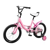 Tagowao 16-Zoll-Kinderfahrrad mit Stützrädern für Jungen und Mädchen ab 5-8 Jahren Abnehmbare Stützräder Kids Bike für Mädchen Junge und Kinder(Rosa)