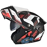 Modularer Motorrad-Bluetooth-Helm, für Erwachsene, Motorrad-ECE-zugelassen, Integral-Klapphelm, integrierter Dual-Lautsprecher mit Mikrofon für Erwachsene, Männer und Frauen