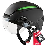 Alpina Altona - Extrem Leichter, Beleuchteter & Belüfteter Fahrradhelm Mit Hochwertigem Visier Für Erwachsene, Black matt, 57-62 cm