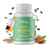 Vitabay Biotin Tabletten Hochdosiert 10.000 mcg - 200 Vegane Tabletten - Hochdosierte Biotin für Haare, Haut & Nägel - Biotin B7 10mg pro Tagesdosis - Vitamin B7 und Vitamin H - Biotin Haar Vitamine