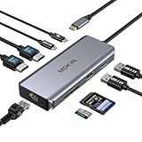 Docking Station Dual Monitor, 9 in 1 USB C Hub Ethernet mit 2 HDMI 4K, RJ45, 100W PD, 5 Gbps USB C&A 3.0,SD&MicroSD, USB C Dock Ethernet zu Dual Display, Dual HDMI Adapter für Dell/Surface/MacBook
