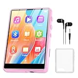 64GB MP3 Player with Bluetooth 5.3, 2.4 inch Full Touchscreen Portable Music Player HiFi Lossless Digital Audio Player with Speaker, FM Radio, E-Book, Support up to 128GB (pink)