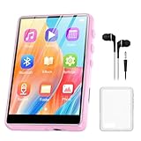 64 GB MP3 Player with Bluetooth 5.3, 2.4 Inch Full Touchscreen Portable Music Player HiFi Lossless Digital Audio Player with Speaker, FM Radio, E-Book, Support up to 128 GB (Pink)