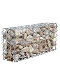 Gabionenwand, Gabionenkorbpfosten for Sichtschutz im Garten und auf der Terrasse, Fels-Steinmauer, verzinkter Stahl(10x10cm,100x50x100cm)