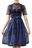 EIISSION Dirndl Damen midi Lang Dirndl Blau Trachtenkleid Trachtenrock Dirndl-Komplettsets Trachtenmode Trachten Damen mit 3 Teilig Schürze Dirndlbluse Oktoberfest Dresses Dirndlkleid 48
