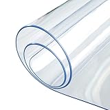 Ffsaacol Klare PVC Tischdecke - Transparente Weichglas-Tischabdeckung, wasserdichte Vinyl-Tischfolie, Waschbare Rechteckige Tischauflage, Kratzfeste Tischschutzmatte1mm, 50x50cm/20x20in
