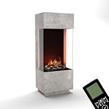 GLOW FIRE Wasserdampf Kamin OGF 1 (Standkamin) - Elektrokamin mit realistischen LED 3D-Flammen, Knistereffekt & Fernbedienung, 55x136x40 cm - Opti-Myst 400 Elektro Kamin mit Holz-Deko, Beton